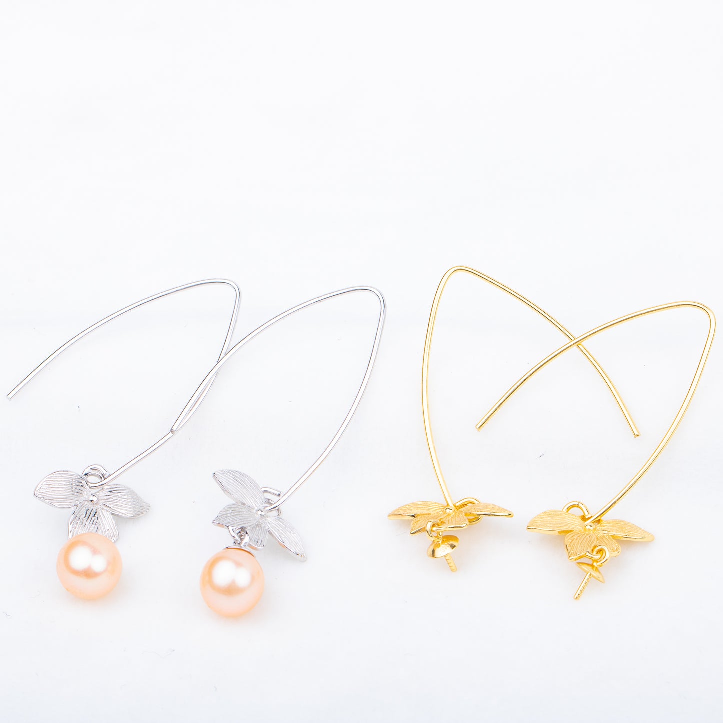 e010712 S925 pearl earring 925 sterling silver DIY 7-8mm Natural Freshwater pearl stud earring for women