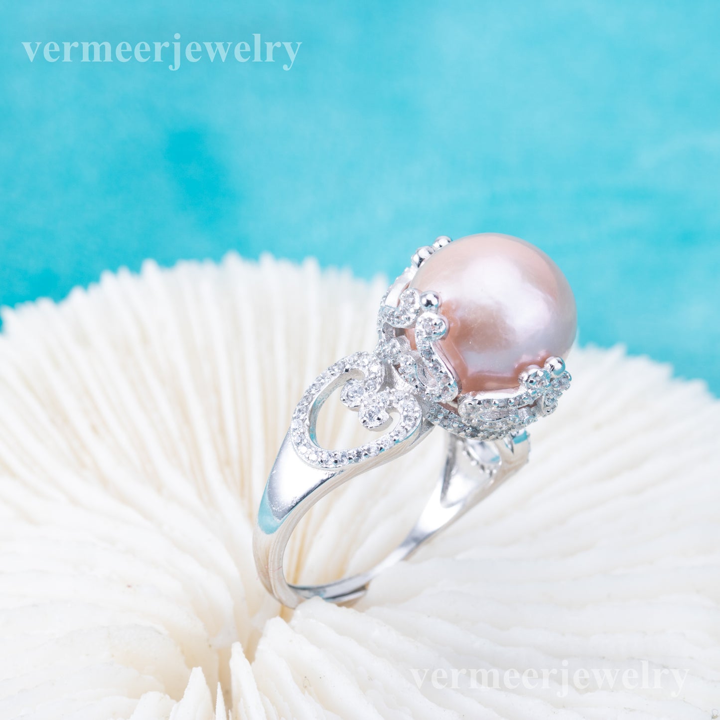 re010879 DIY 9-11mm Natural Freshwater pearl Ring accessory 925 sterling silver Adjustable size engagement ring for women