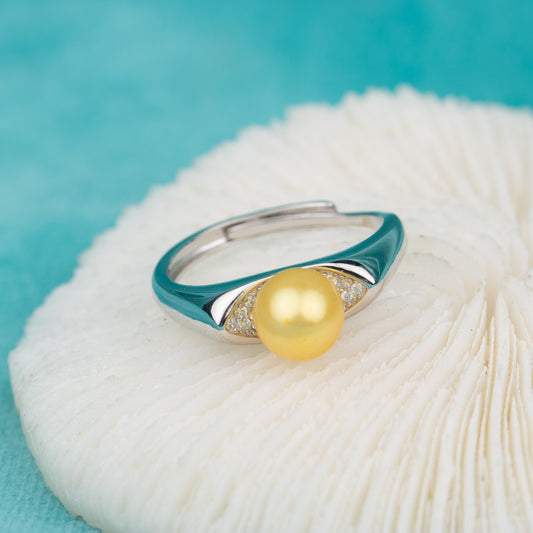 r060620 DIY 7-8mm Natural Freshwater pearl Ring accessory 925 sterling silver Adjustable size engagement jewelry ring for women