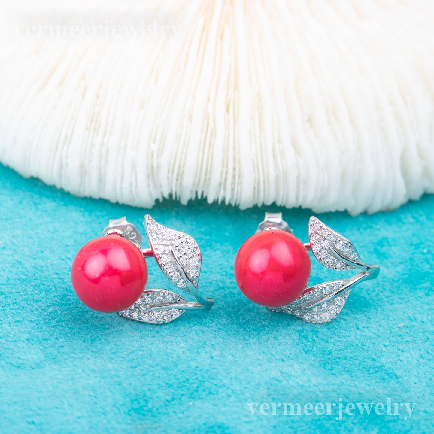 e010783 S925 pearl earring 925 sterling silver DIY 7-8mm Natural Freshwater pearl stud earring for women