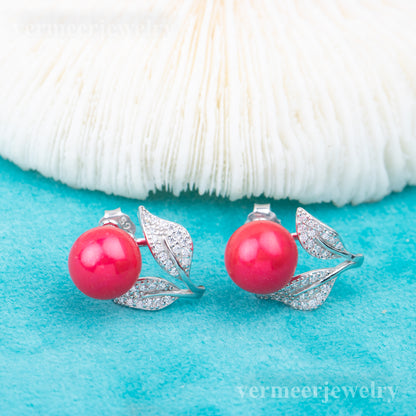 e010783 S925 pearl earring 925 sterling silver DIY 7-8mm Natural Freshwater pearl stud earring for women