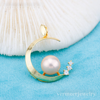 P011001 DIY 6-8mm Natural Freshwater pearl pendant accessory 925 sterling silver engagement jewelry necklace for women