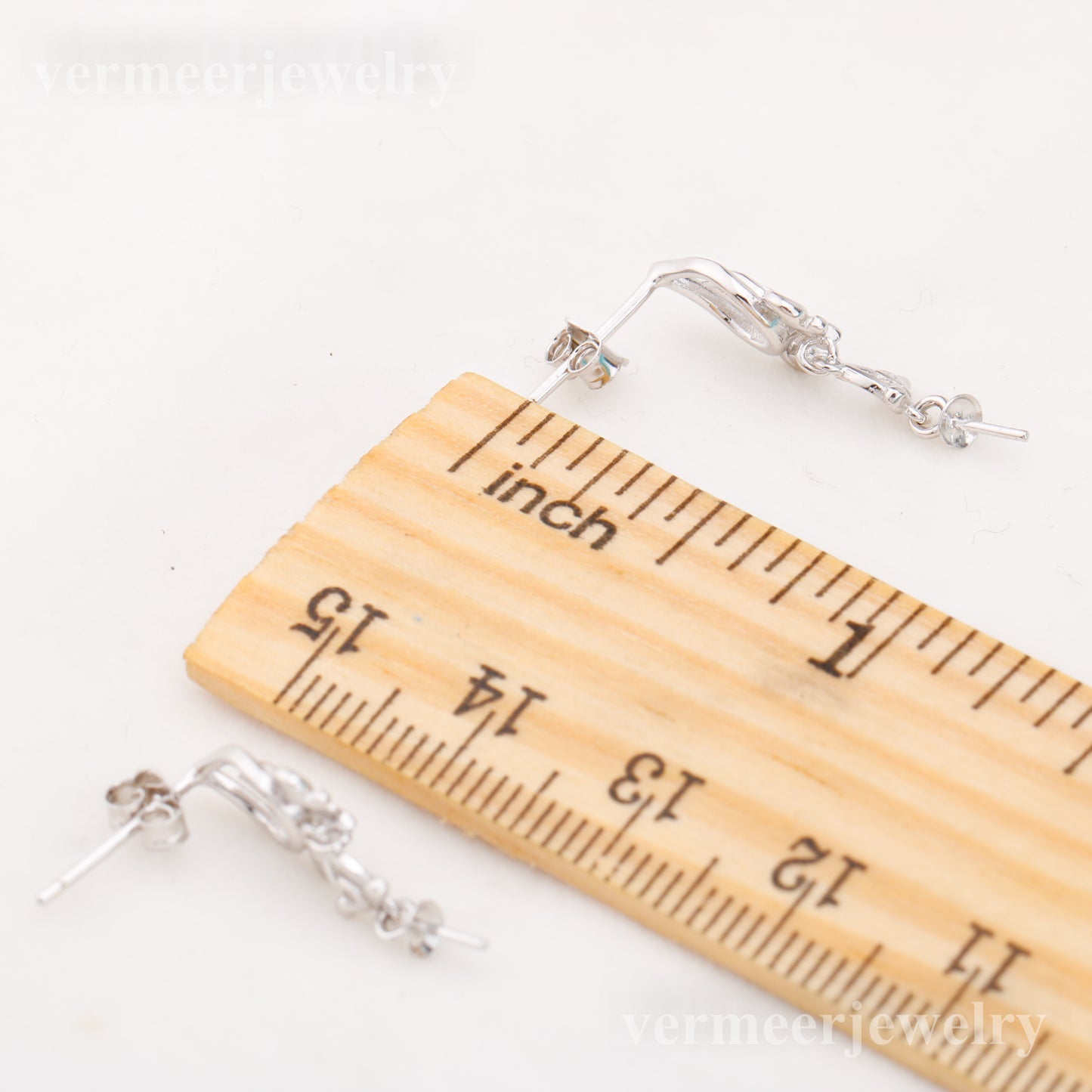 e010848 S925 pearl earring 925 sterling silver DIY 7-8mm Natural Freshwater pearl stud earring for women