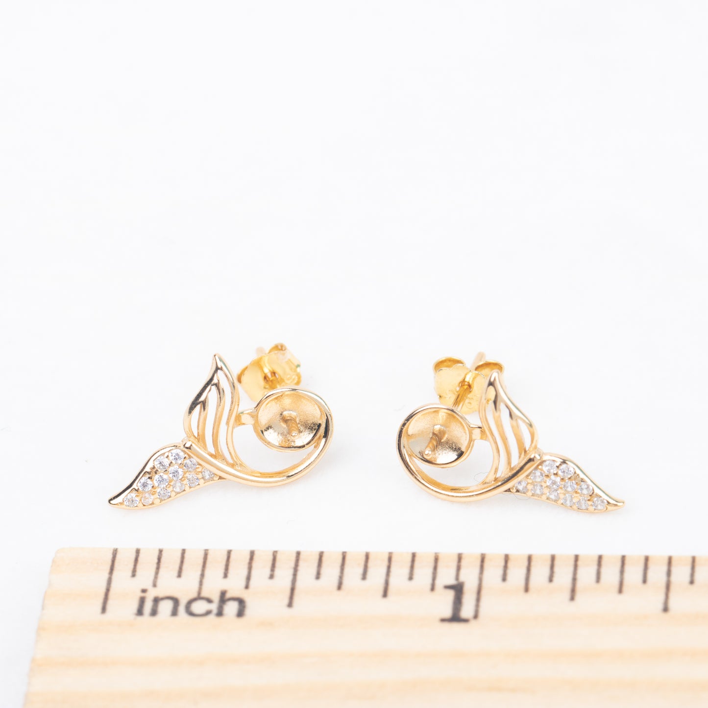 e010817 S925 pearl earring 925 sterling silver DIY 7-8mm Natural Freshwater pearl stud earring for women