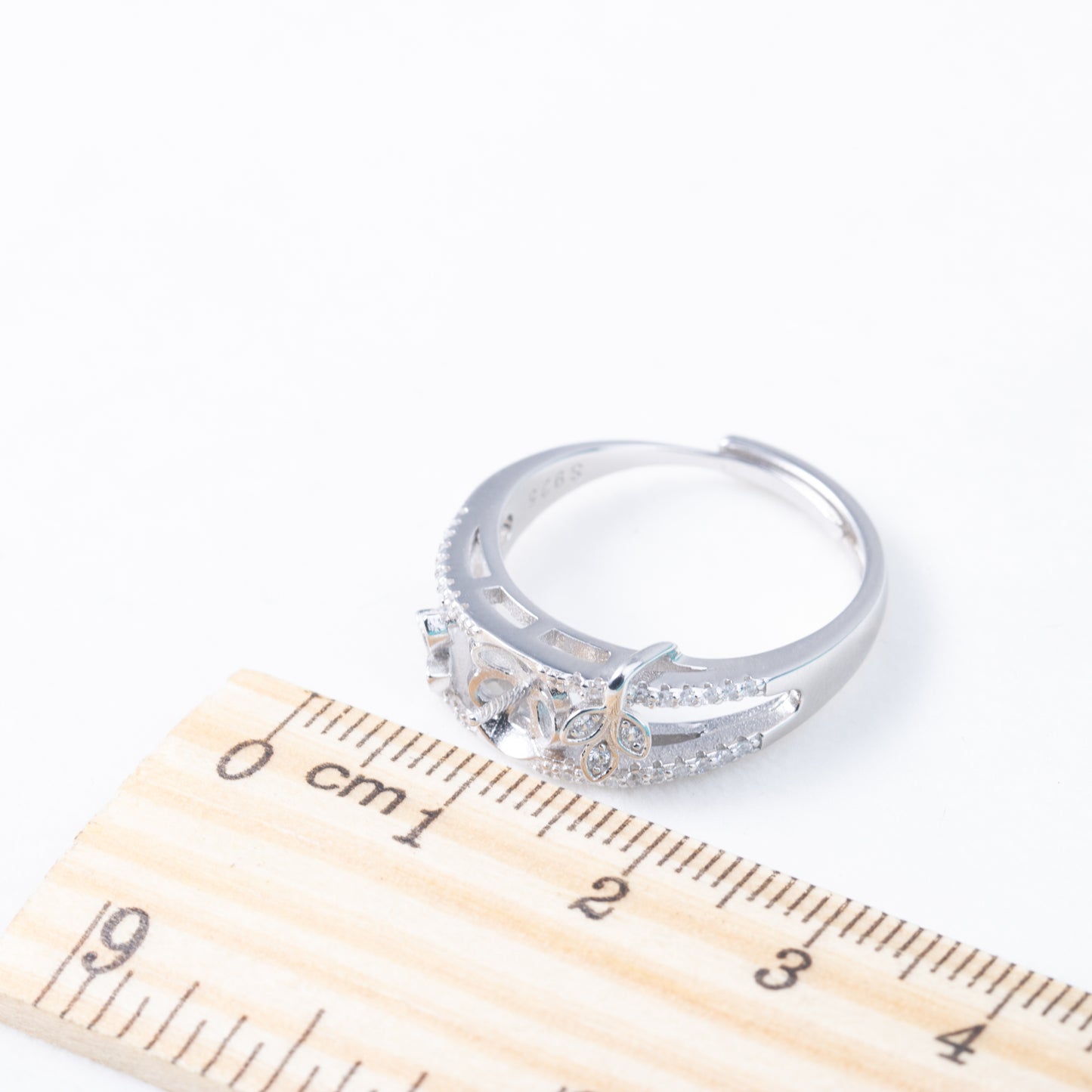 r010877 DIY 6-8mm Natural Freshwater pearl Ring accessory 925 sterling silver Adjustable size engagement jewelry ring for women