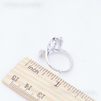 re010938 DIY 9-11mm Natural Freshwater pearl Ring accessory 925 sterling silver Adjustable size engagement ring for women