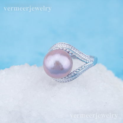 re010954 DIY 9-11mm Natural Freshwater pearl Ring accessory 925 sterling silver Adjustable size engagement ring for women