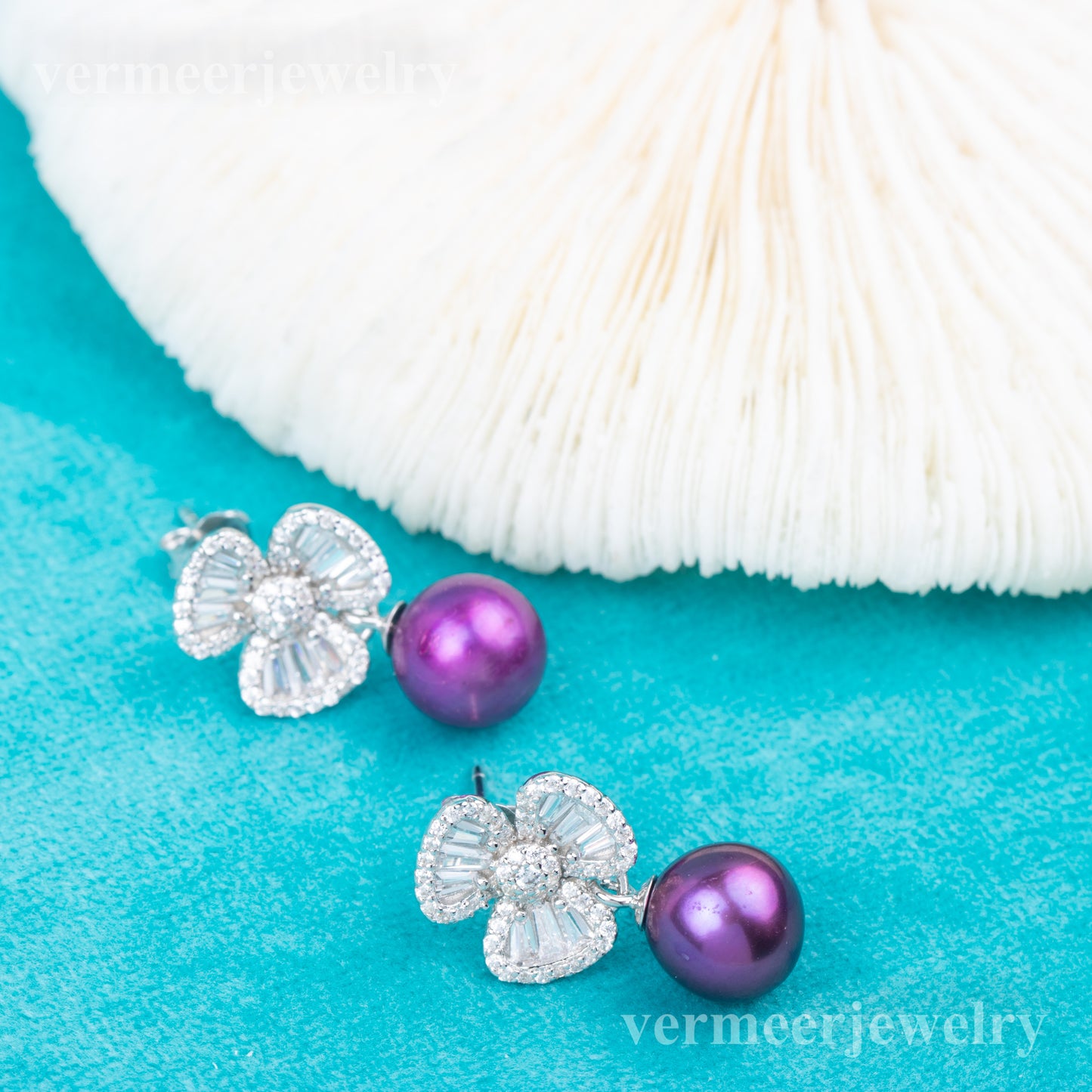 e010821 S925 pearl earring 925 sterling silver DIY 7-8mm Natural Freshwater pearl stud earring for women