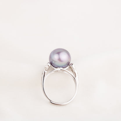re010650 DIY 9-11mm Natural Freshwater pearl Ring accessory 925 sterling silver Adjustable size engagement ring for women