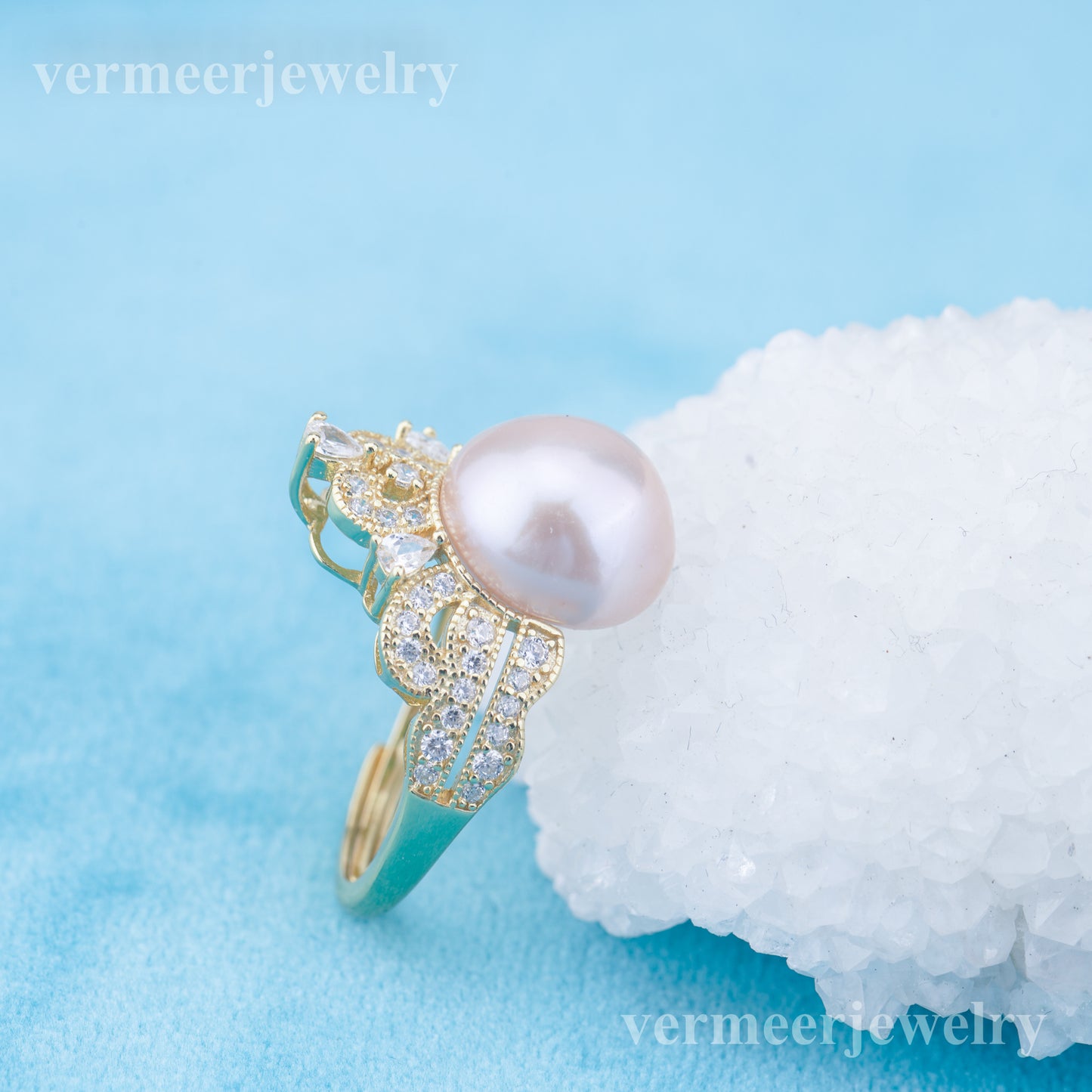 re070946 DIY 9-11mm Natural Freshwater pearl Ring accessory 925 sterling silver Adjustable size engagement ring for women