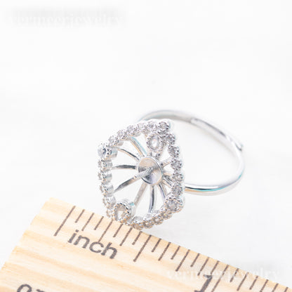 re010868 DIY 9-11mm Natural Freshwater pearl Ring accessory 925 sterling silver Adjustable size engagement ring for women