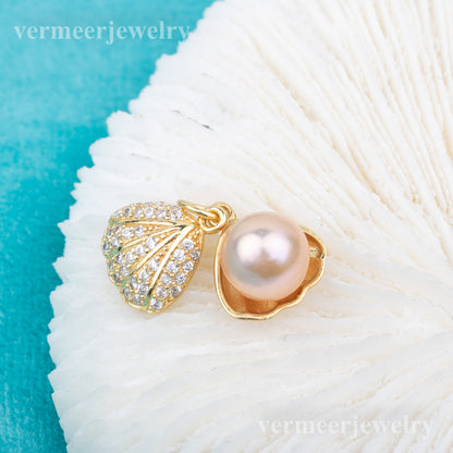 P010875 DIY 6-8mm Natural Freshwater pearl pendant accessory 925 sterling silver engagement jewelry necklace for women