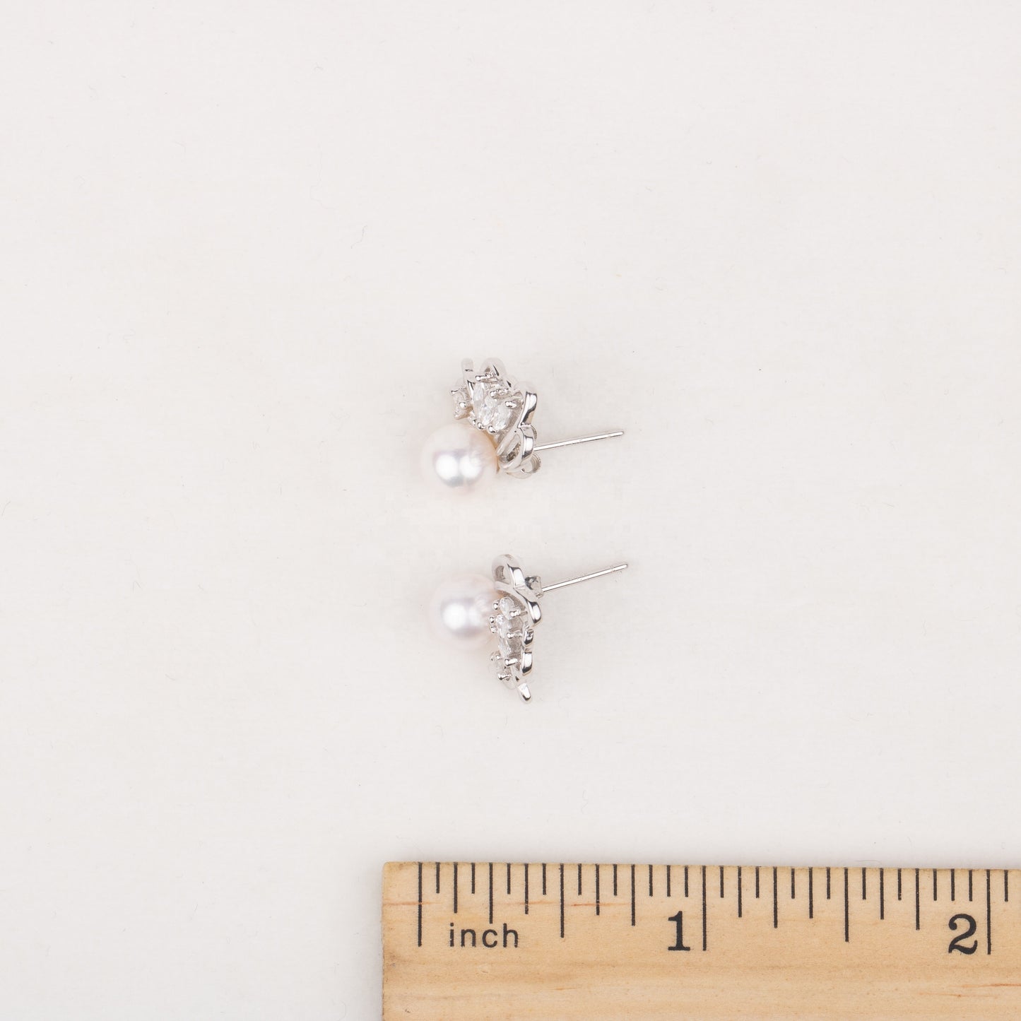 e030614 S925 pearl earring 925 sterling silver DIY 7-8mm Natural Freshwater pearl stud earring for women