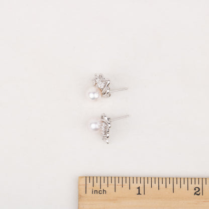 e030614 S925 pearl earring 925 sterling silver DIY 7-8mm Natural Freshwater pearl stud earring for women