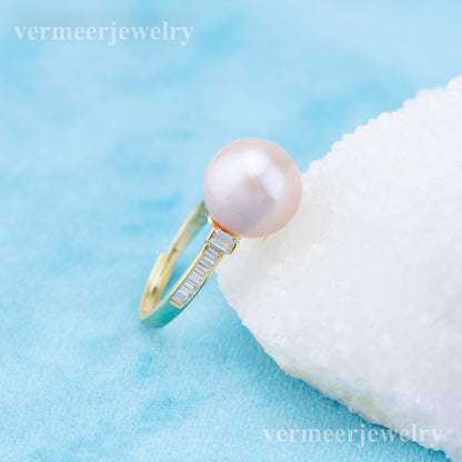 re010934 DIY 9-11mm Natural Freshwater pearl Ring accessory 925 sterling silver Adjustable size engagement ring for women