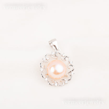 Pe010790 DIY 9-12mm Natural Freshwater pearl pendant accessory 925 sterling silver engagement jewelry necklace for women