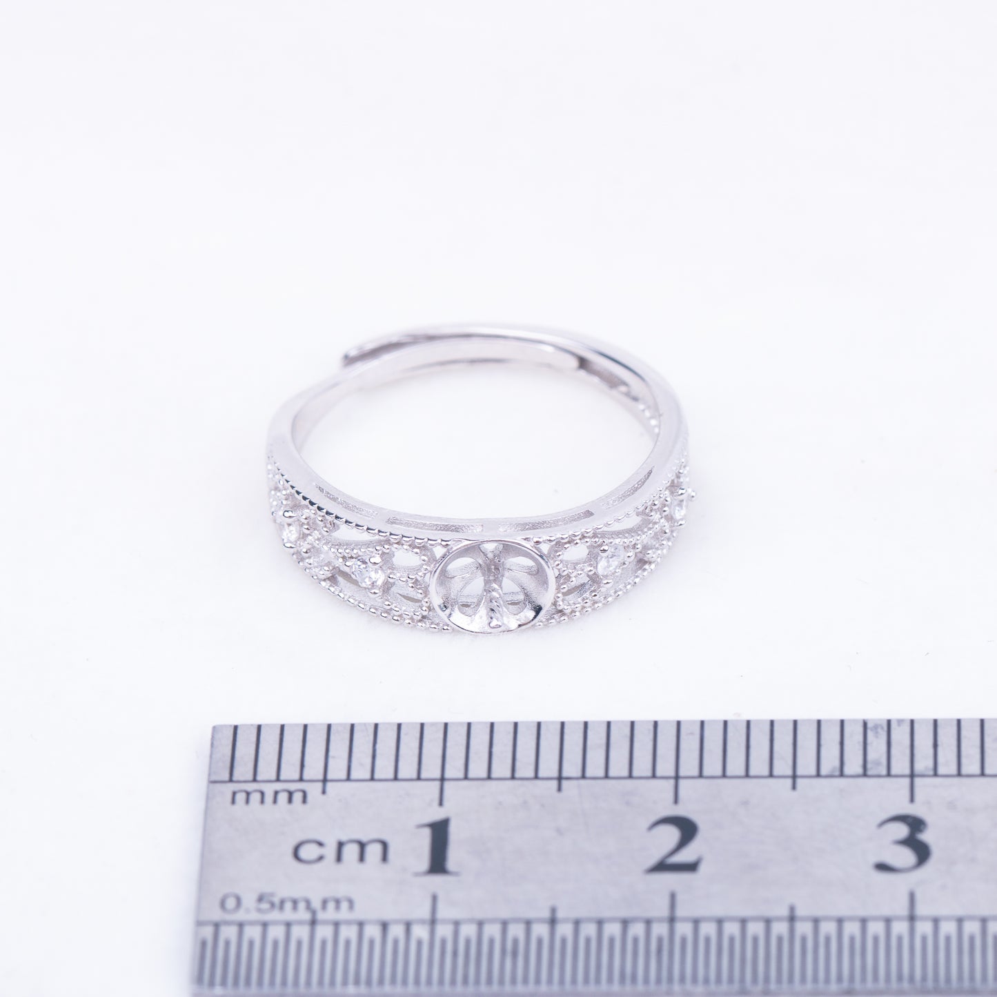 r010755 DIY 7-8mm Natural Freshwater pearl Ring accessory 925 sterling silver Adjustable size engagement jewelry ring for women