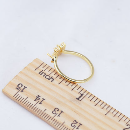 r010931 DIY 6-8mm Natural Freshwater pearl Ring accessory 925 sterling silver Adjustable size engagement jewelry ring for women