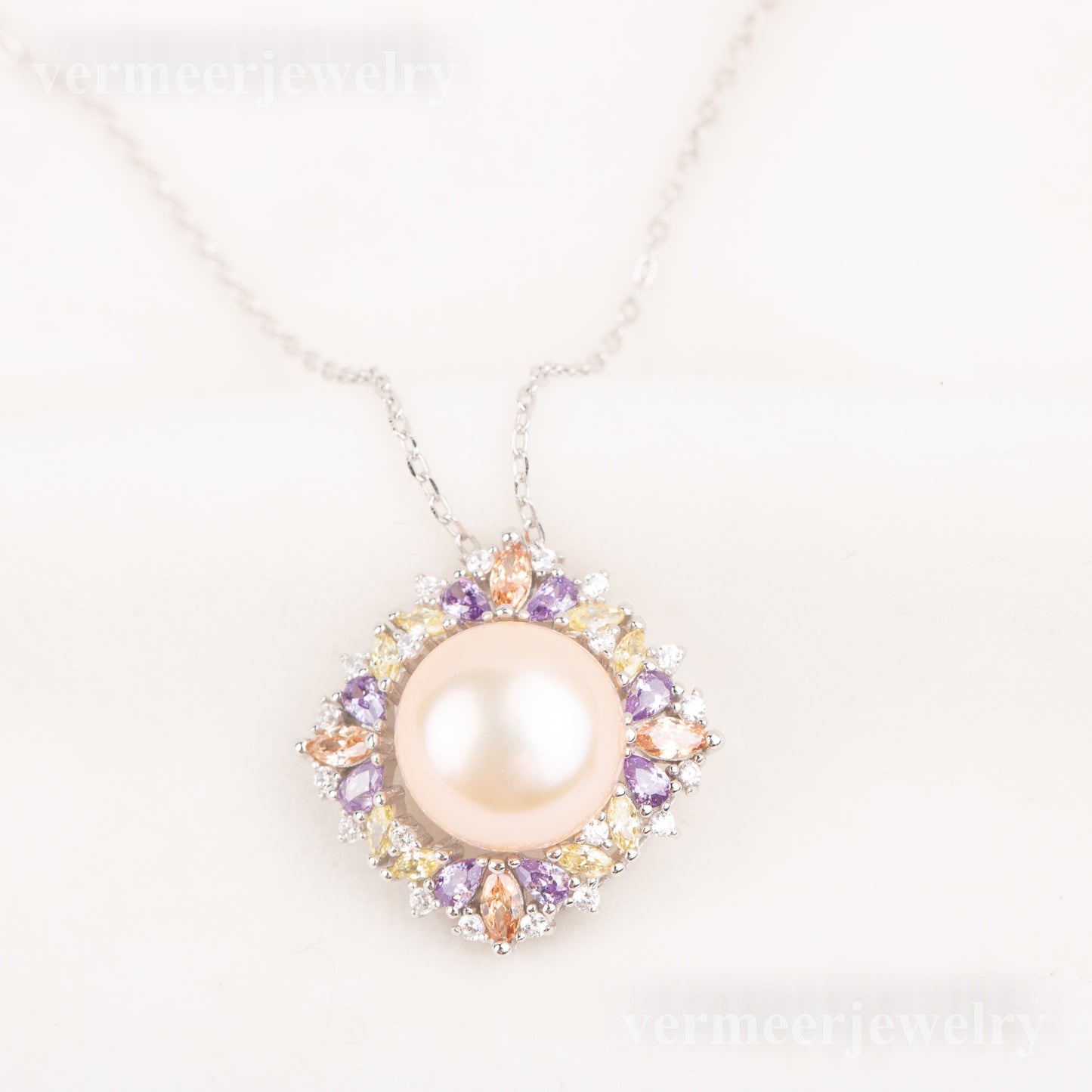 Pe010795 DIY 9-12mm Natural Freshwater pearl pendant accessory 925 sterling silver engagement jewelry necklace for women