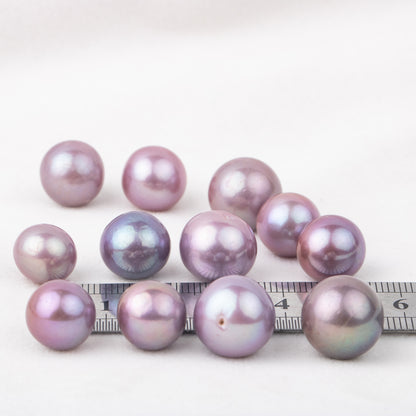 9-12mm cultured purple Edison Pearl High quality  loose freshwater pearl round shape