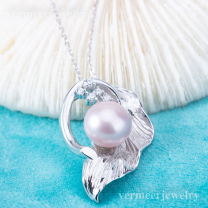 Pe010996  DIY 9-12mm Natural Freshwater pearl pendant accessory 925 sterling silver engagement jewelry necklace for women