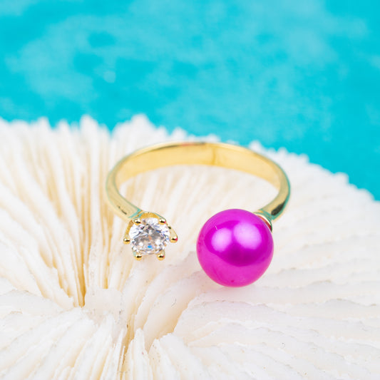 r020750 DIY 7-8mm Natural Freshwater pearl Ring accessory 925 sterling silver Adjustable size engagement jewelry ring for women