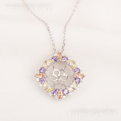 Pe010795 DIY 9-12mm Natural Freshwater pearl pendant accessory 925 sterling silver engagement jewelry necklace for women