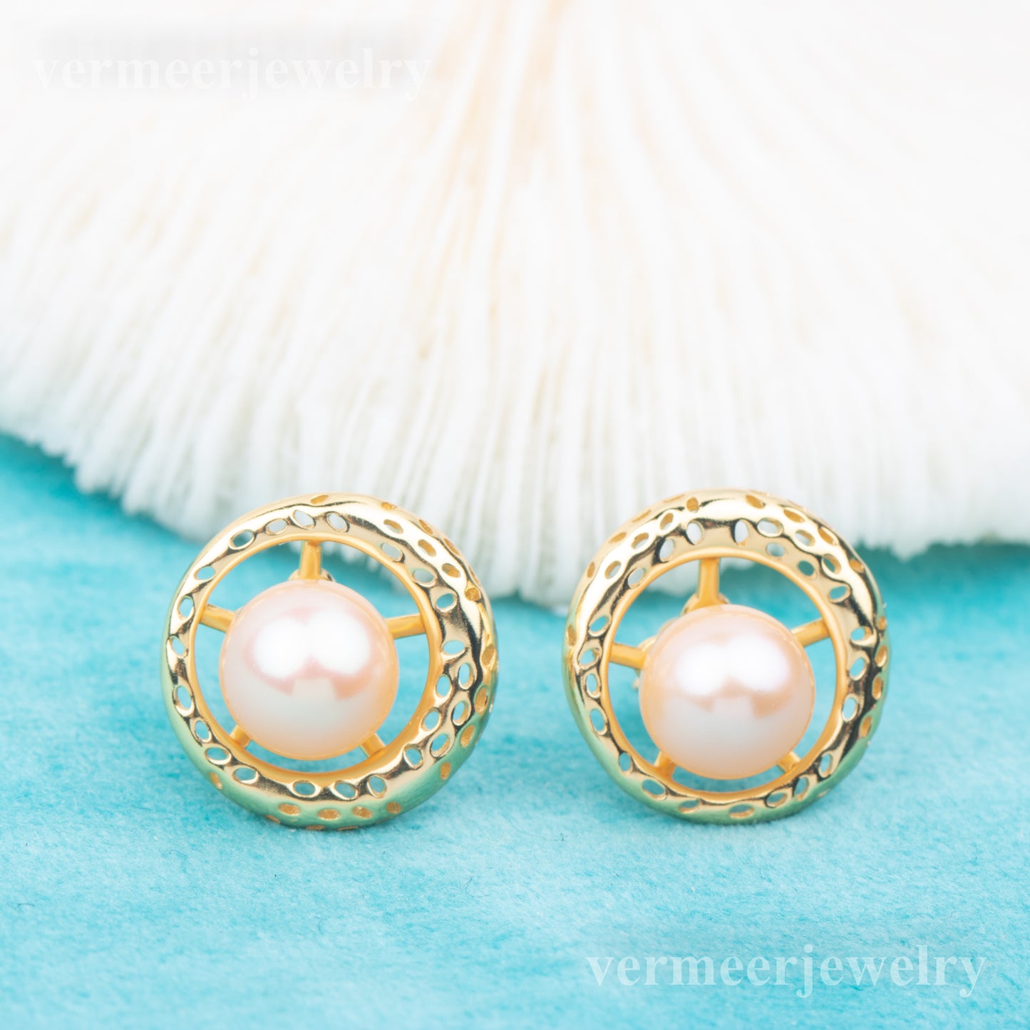 e010759 S925 pearl earring 925 sterling silver DIY 7-8mm Natural Freshwater pearl stud earring for women