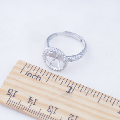 re010951 DIY 9-11mm Natural Freshwater pearl Ring accessory 925 sterling silver Adjustable size engagement ring for women