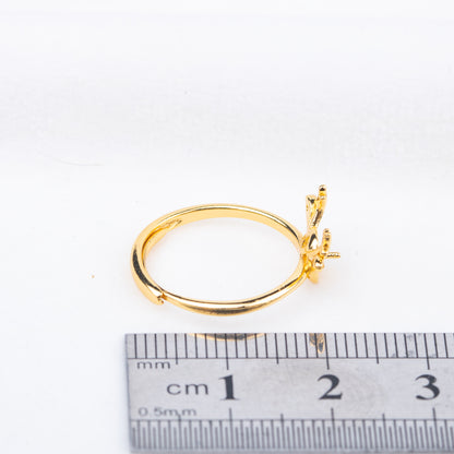 r010707 DIY 7-8mm Natural Freshwater pearl Ring accessory 925 sterling silver Adjustable size engagement jewelry ring for women