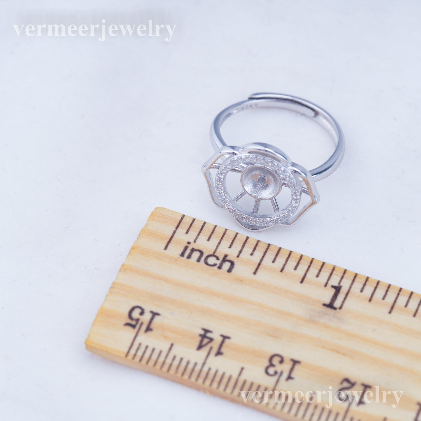 r010923 DIY 6-8mm Natural Freshwater pearl Ring accessory 925 sterling silver Adjustable size engagement jewelry ring for women