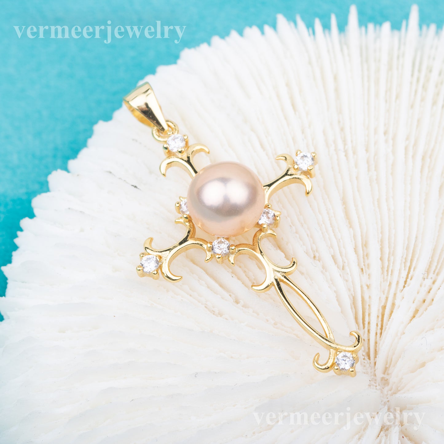 P010876 DIY 5-8mm Natural Freshwater pearl pendant 925 sterling silver cross shape necklace for women halloween jewelry