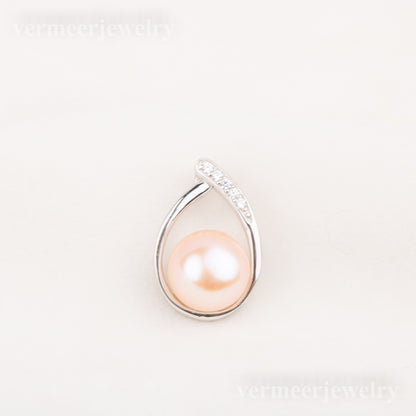 Pe010784 DIY 9-12mm Natural Freshwater pearl pendant accessory 925 sterling silver engagement jewelry necklace for women