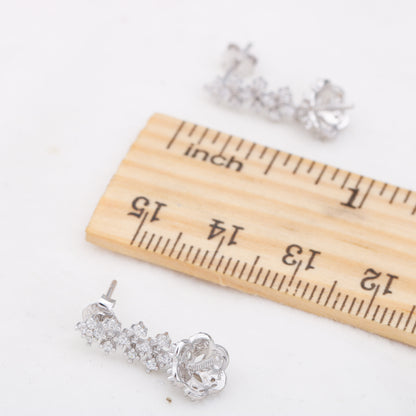 e010892 S925 pearl earring 925 sterling silver DIY 7-8mm Natural Freshwater pearl stud earring for women