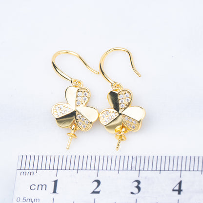 e010709 S925 pearl earring 925 sterling silver DIY 7-8mm Natural Freshwater pearl stud earring for women