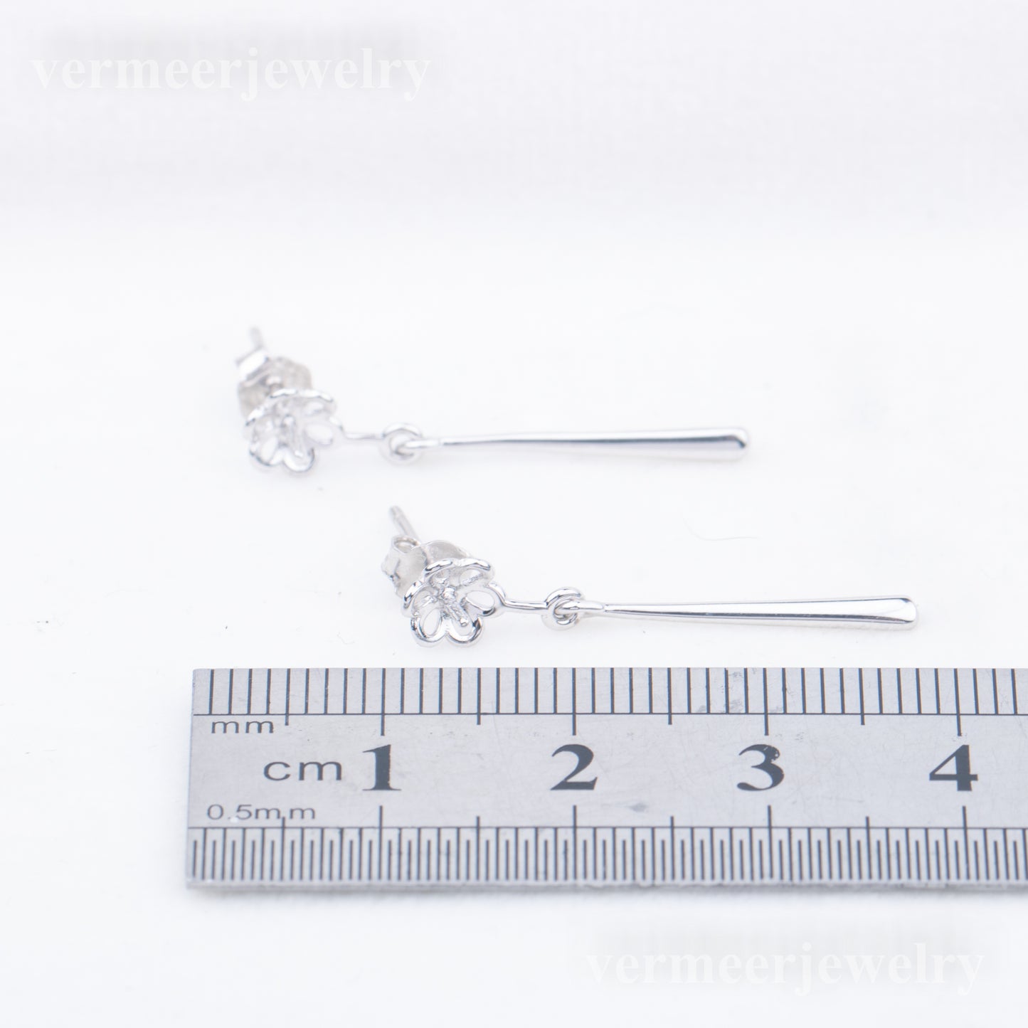 e010751 S925 pearl earring 925 sterling silver DIY 7-8mm Natural Freshwater pearl stud earring for women