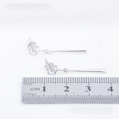 e010751 S925 pearl earring 925 sterling silver DIY 7-8mm Natural Freshwater pearl stud earring for women