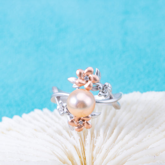 sr070883  DIY 6-8mm Natural Freshwater pearl Ring accessory 925 sterling silver Sized ring engagement jewelry ring for women