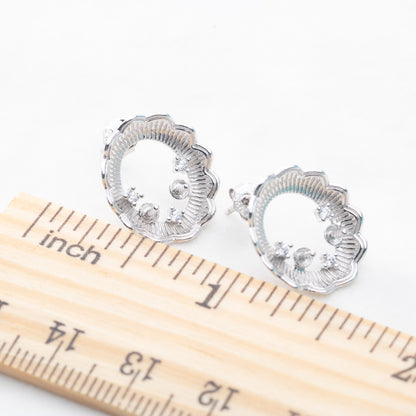 e010831 S925 pearl earring 925 sterling silver DIY 7-8mm Natural Freshwater pearl stud earring for women