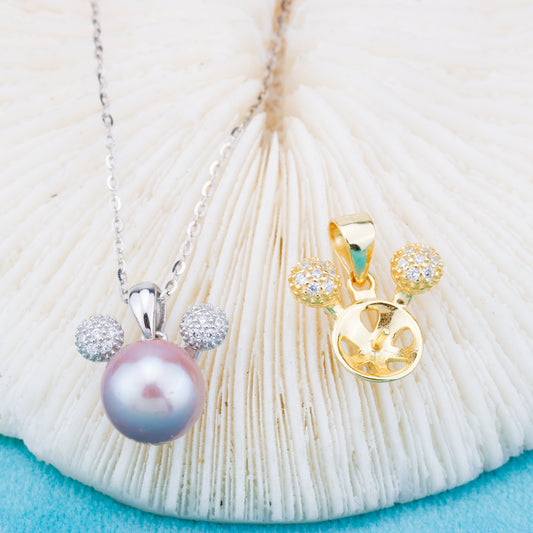 P011002 DIY 6-8mm Natural Freshwater pearl pendant accessory 925 sterling silver engagement jewelry necklace for women