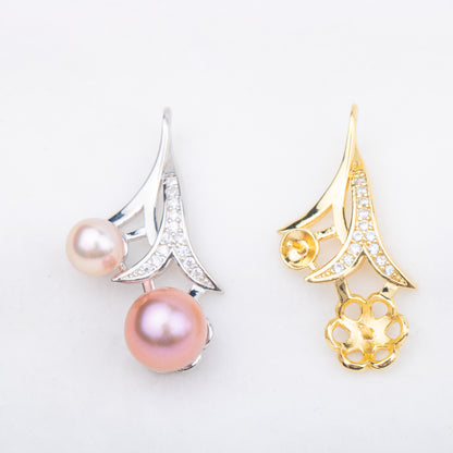 P010921 DIY 7-9mm Natural Freshwater pearl pendant accessory 925 sterling silver engagement jewelry necklace for women