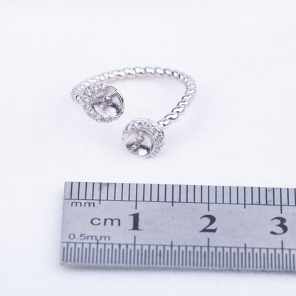 r010758 DIY 7-8mm Natural Freshwater pearl Ring accessory 925 sterling silver Adjustable size engagement jewelry ring for women