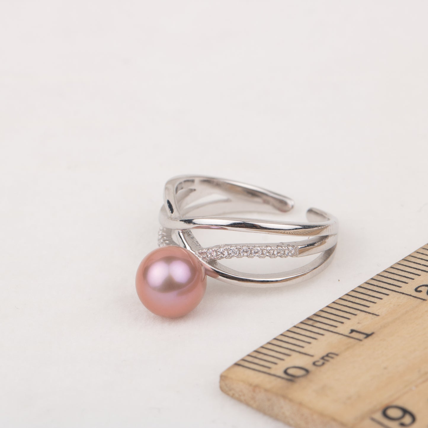 r030578 DIY 7-8mm Natural Freshwater pearl Ring accessory 925 sterling silver Adjustable size engagement jewelry ring for women