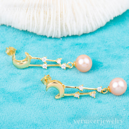 e010810 S925 pearl earring 925 sterling silver DIY 7-8mm Natural Freshwater pearl stud earring for women