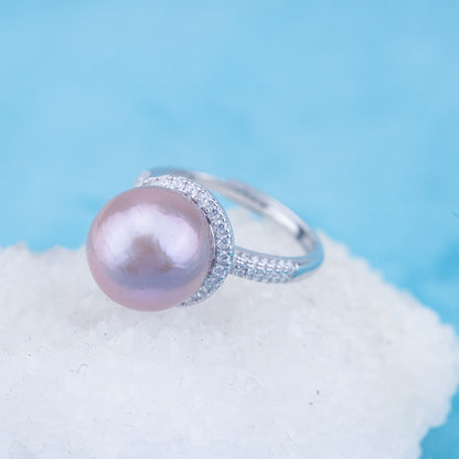 re010951 DIY 9-11mm Natural Freshwater pearl Ring accessory 925 sterling silver Adjustable size engagement ring for women