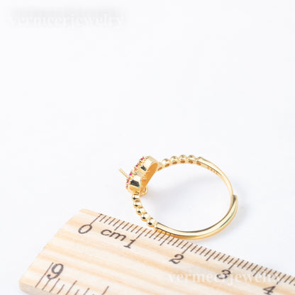 r010869 DIY 6-8mm Natural Freshwater pearl Ring accessory 925 sterling silver Adjustable size engagement jewelry ring for women