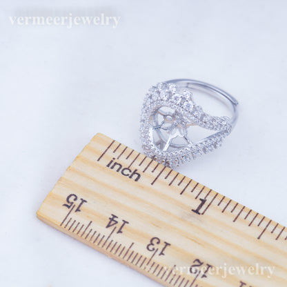 re010928 DIY 9-11mm Natural Freshwater pearl Ring accessory 925 sterling silver Adjustable size engagement ring for women