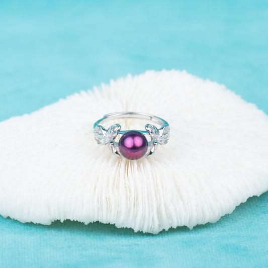 r030542 DIY 7-8mm Natural Freshwater pearl Ring accessory 925 sterling silver Adjustable size engagement jewelry ring for women