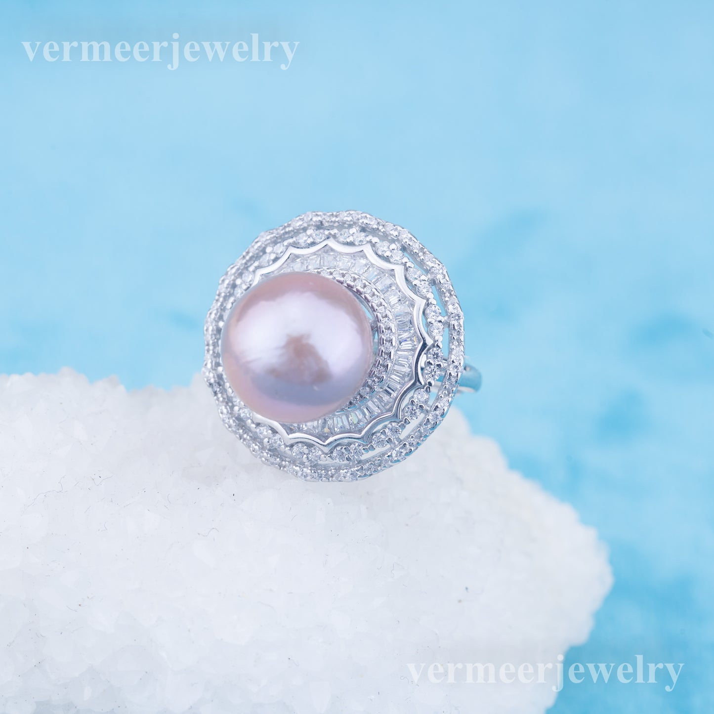 re010957 DIY 9-11mm Natural Freshwater pearl Ring accessory 925 sterling silver Adjustable size engagement ring for women
