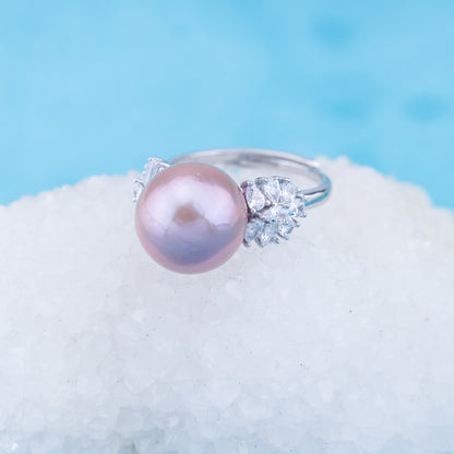 re010962 DIY 9-11mm Natural Freshwater pearl Ring accessory 925 sterling silver Adjustable size engagement ring for women